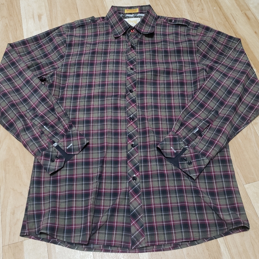 Sovereign Code Plaid Button Down Shirt (L) Mens in